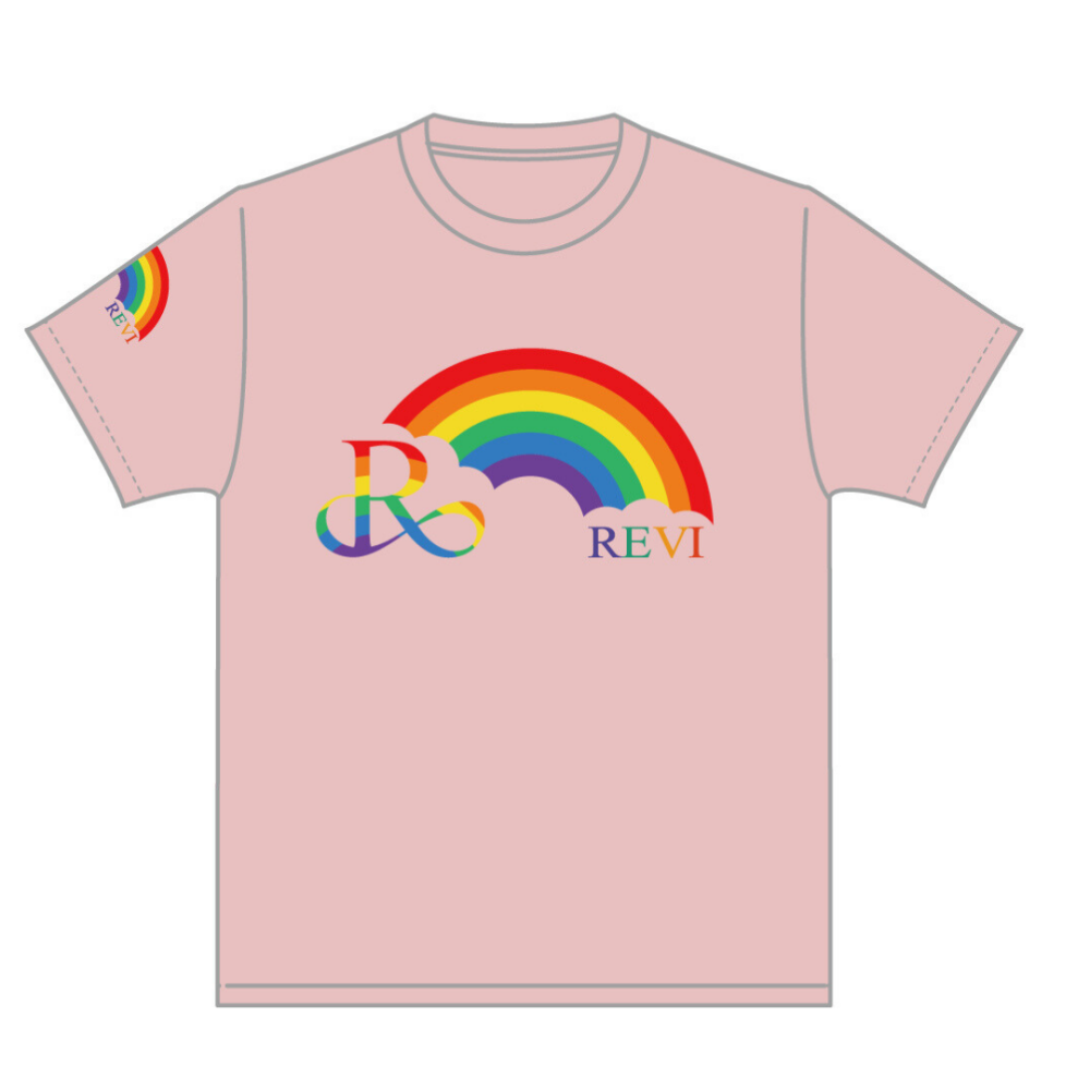 REVI Tシャツ　レインボーダスティーピンク　XSサイズ
